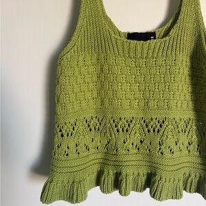 Green Open Knitted Sleeveless Top